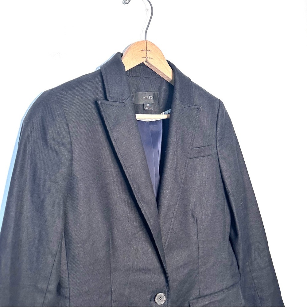 J. Crew Parke Blazer In Stretch Linen Black Size 2 - Picture 2 of 7